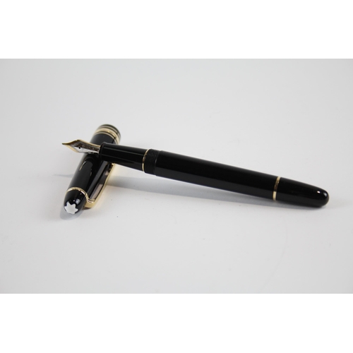 317 - MONTBLANC Meisterstuck Black FOUNTAIN PEN w/ 14ct White Gold Nib WRITING