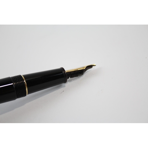 317 - MONTBLANC Meisterstuck Black FOUNTAIN PEN w/ 14ct White Gold Nib WRITING