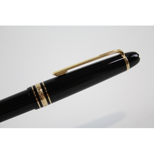 317 - MONTBLANC Meisterstuck Black FOUNTAIN PEN w/ 14ct White Gold Nib WRITING