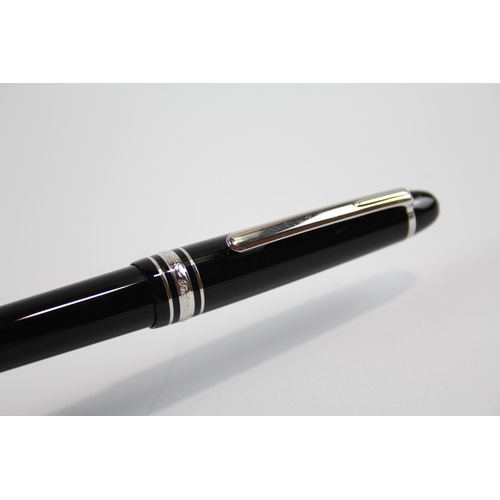 318 - MONTBLANC Meisterstuck Black FOUNTAIN PEN w/ 14ct White Gold Nib WRITING