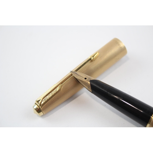 323 - Vintage PARKER 65 Rolled Gold Fountain Pen w/ 14ct Gold Nib WRITING (25g)