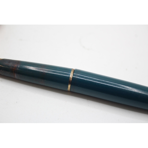 327 - Vintage PARKER 65 Teal Fountain Pen w/ 14ct Gold Nib, Rolled Gold Cap WRITING