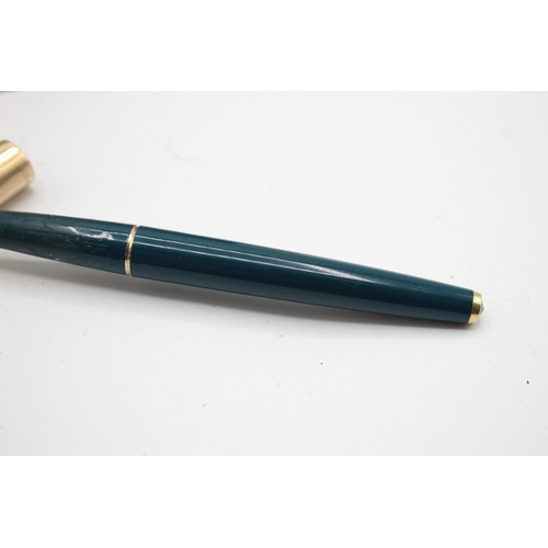 328 - Vintage PARKER 61 Teal Fountain Pen w/ 14ct Gold Nib, Rolled Gold Cap WRITING