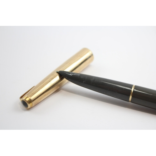 330 - Vintage PARKER 61 Grey Fountain Pen w/ 14ct Gold Nib, Rolled Gold Cap WRITING