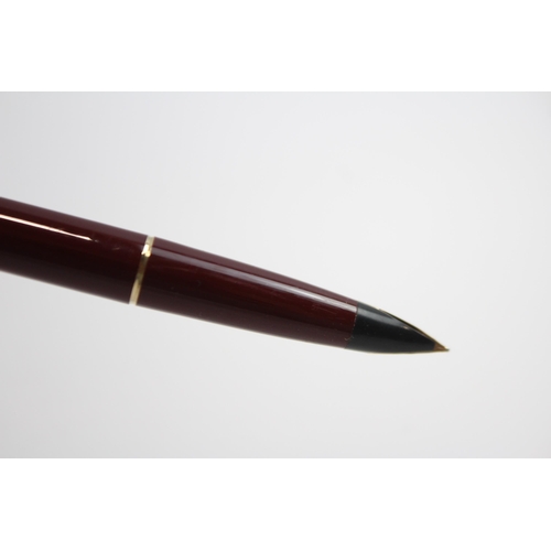 332 - Vintage PARKER 65 Burgundy Fountain Pen w/ 14ct Gold Nib, Chalk Mark WRITING