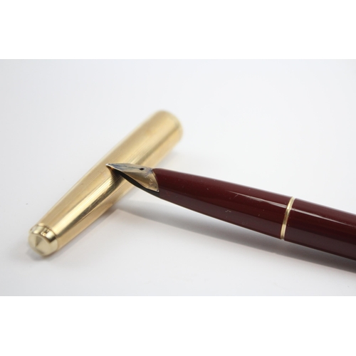 333 - Vintage PARKER 65 Burgundy Fountain Pen w/ 14ct Gold Nib WRITING