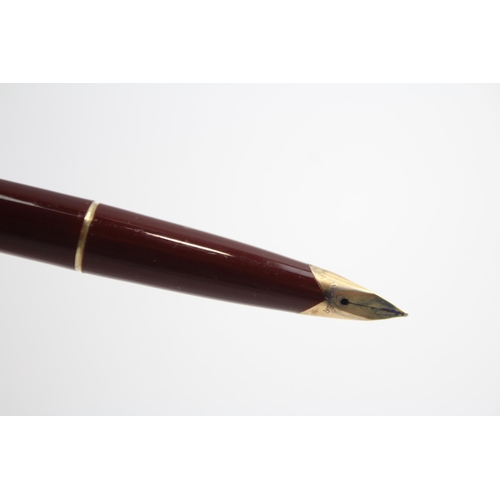 333 - Vintage PARKER 65 Burgundy Fountain Pen w/ 14ct Gold Nib WRITING