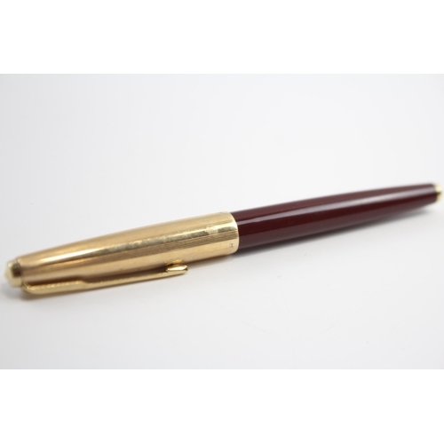 333 - Vintage PARKER 65 Burgundy Fountain Pen w/ 14ct Gold Nib WRITING