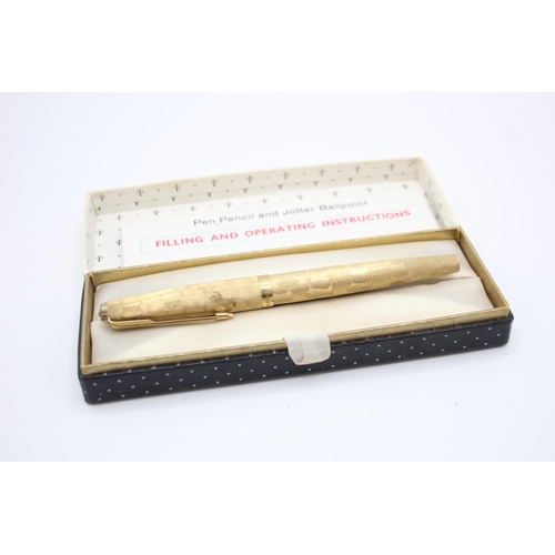 334 - Vintage PARKER 61 Gold Plated Fountain Pen w/ 14ct Gold Nib WRITING Boxed (21g)