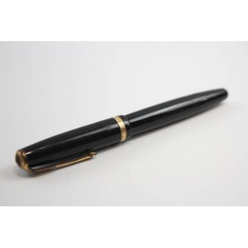 344 - Vintage PARKER Duofold Black FOUNTAIN PEN w/ 14ct Gold Nib WRITING