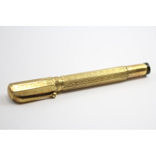 351 - Vintage OBERLAND 18ct Rolled Gold Retractable 14ct Gold Nib Fountain Pen (18g)