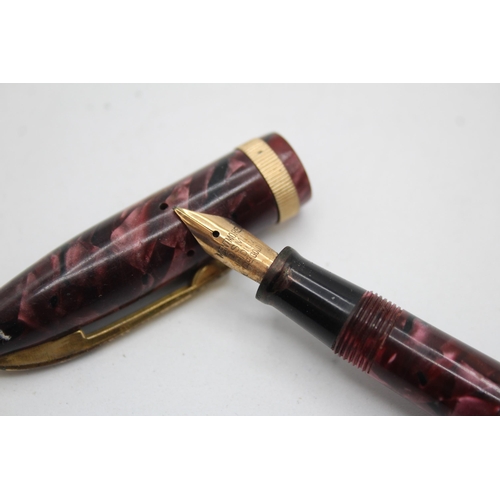 352 - Vintage WAHL EVERSHARP Celeste Burgundy Fountain Pen w/ 14ct Gold Nib WRITING