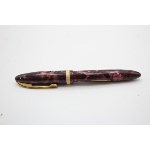 352 - Vintage WAHL EVERSHARP Celeste Burgundy Fountain Pen w/ 14ct Gold Nib WRITING