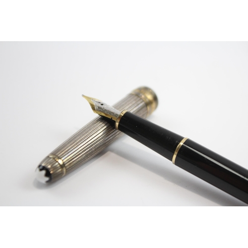 360 - MONTBLANC Meisterstuck Black Fountain Pen w/ 18ct Nib, .925 Cap WRITING