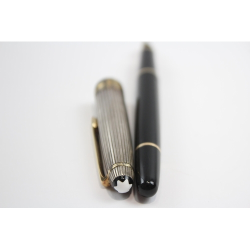 360 - MONTBLANC Meisterstuck Black Fountain Pen w/ 18ct Nib, .925 Cap WRITING