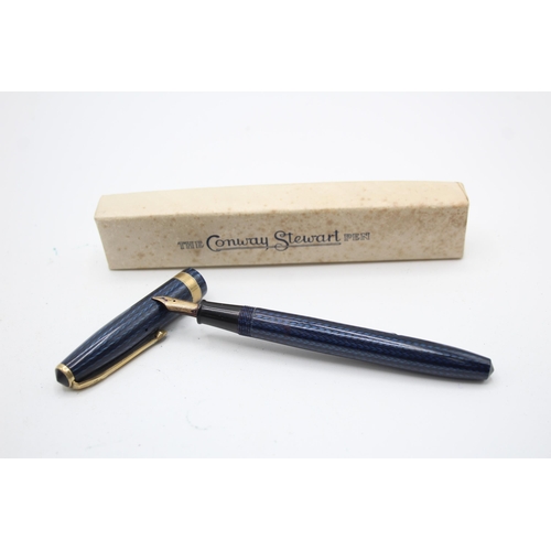 363 - Vintage Conway Stewart 75 Navy Fountain Pen w/ 14ct Gold Nib WRITING Boxed