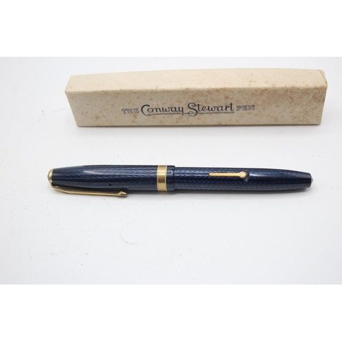 363 - Vintage Conway Stewart 75 Navy Fountain Pen w/ 14ct Gold Nib WRITING Boxed