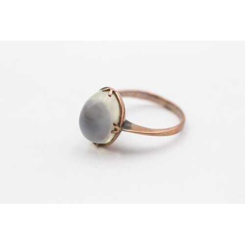 84 - 9ct Rose Gold Antique Sugarloaf Cut Moonstone Solitaire Ring (3.7g) Size  L