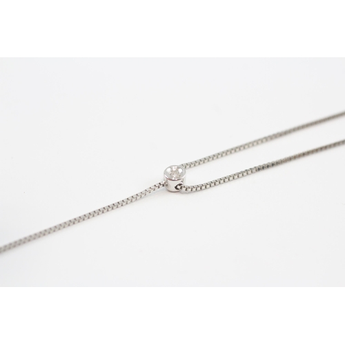 1 - 18ct White Gold Diamond Single Drop Necklace (2.8g)