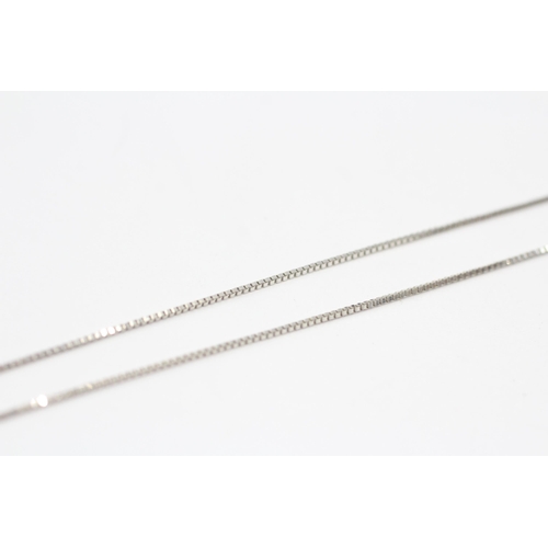 1 - 18ct White Gold Diamond Single Drop Necklace (2.8g)