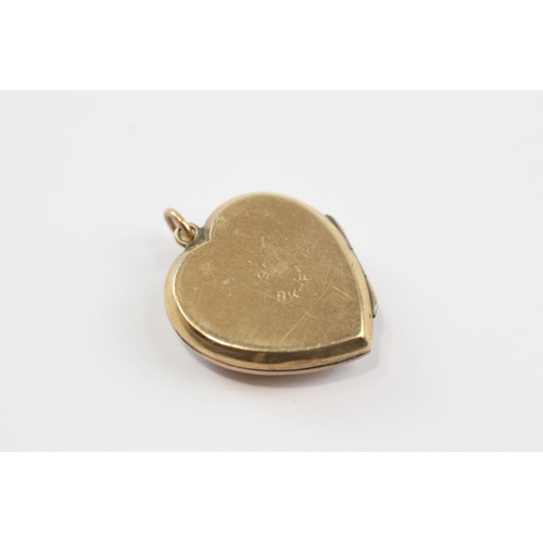 108 - 9ct Gold Back & Front Heart Locket Pendant With Old Cut Diamond Highlight (4g)