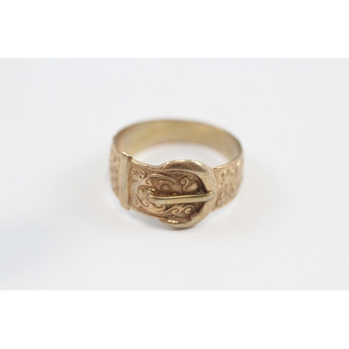 127 - 9ct Gold Vintage Belt Buckle Ring (2.9g) Size  P