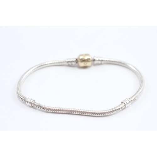 134 - 14ct Gold And Silver Pandora Chain Bracelet (14.3g)