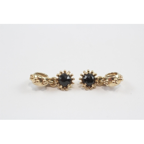 137 - 2 X 14ct Gold Black Gemstone Pandora Charms (3.1g)