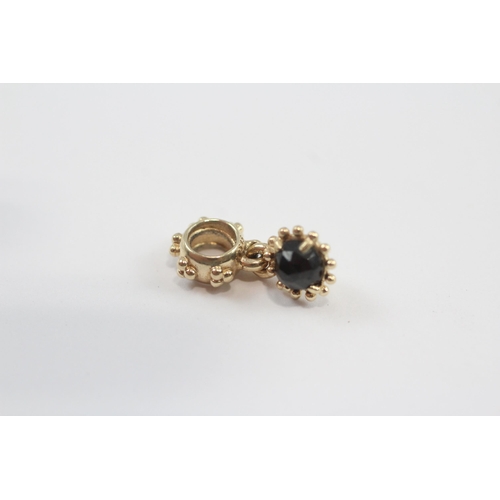 137 - 2 X 14ct Gold Black Gemstone Pandora Charms (3.1g)