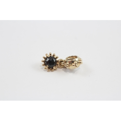 137 - 2 X 14ct Gold Black Gemstone Pandora Charms (3.1g)