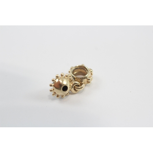 137 - 2 X 14ct Gold Black Gemstone Pandora Charms (3.1g)