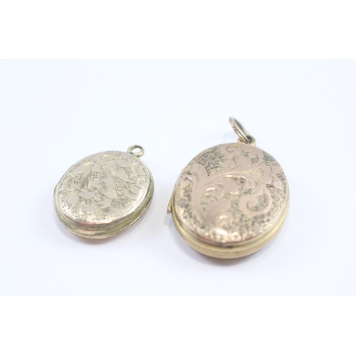 143 - 2 X 9ct Gold Back And Front Foliate Engraved Lockets (15g)