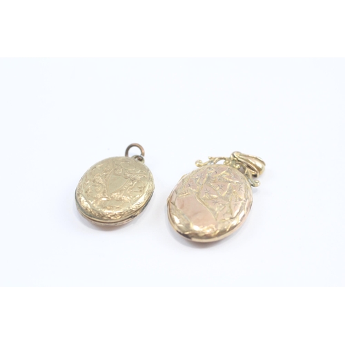 144 - 2 X 9ct Gold Back And Front Antique Highly Engraved Lockets (6.7g)