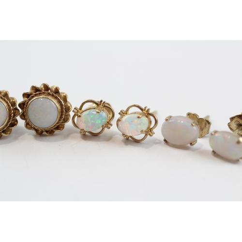 148 - 3 X 9ct Gold Opal Stud Earrings (3.2g)