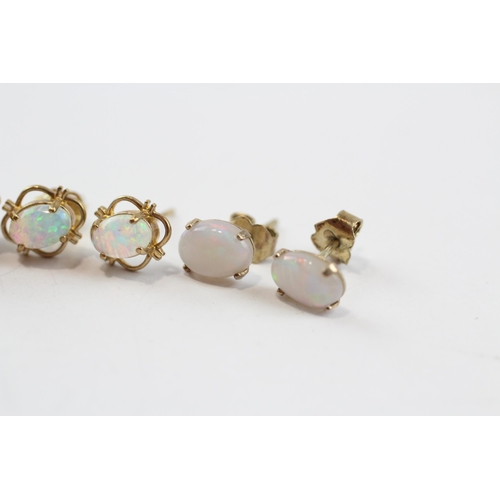 148 - 3 X 9ct Gold Opal Stud Earrings (3.2g)