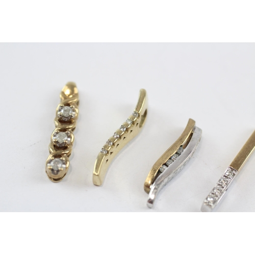 149 - 4 X 9ct Gold Diamond Bar Pendants (4.4g)