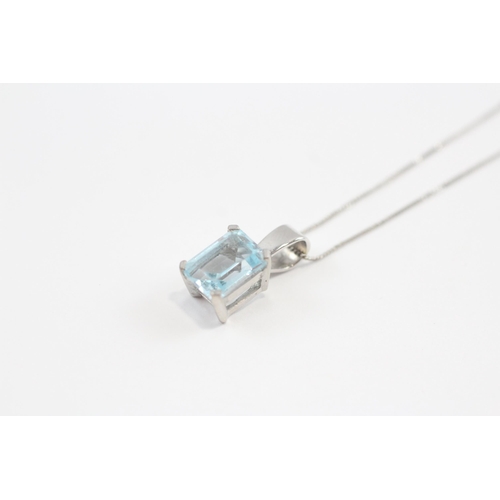 151 - 9ct White Gold Topaz Single Stone Pendant On Chain (1.9g)