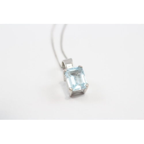 151 - 9ct White Gold Topaz Single Stone Pendant On Chain (1.9g)