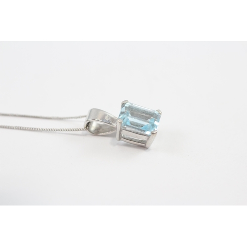 151 - 9ct White Gold Topaz Single Stone Pendant On Chain (1.9g)