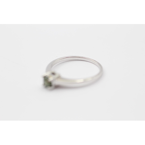 16 - 9ct White Gold Enhanced Green Diamond Single Stone Ring (1.8g) Size  N