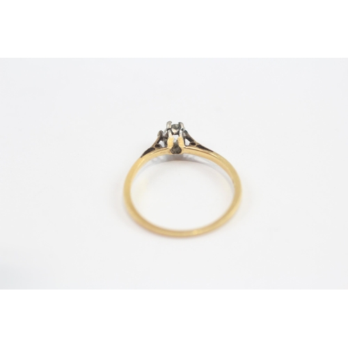 17 - 18ct Gold Old Cut Diamond Single Stone Ring (1.3g) Size  K