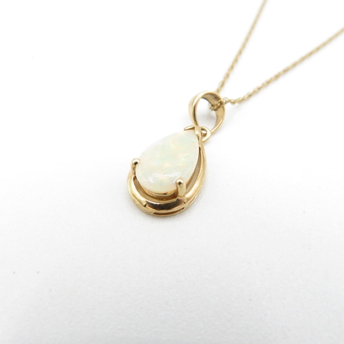 20 - 9ct Gold White Opal Pendant Necklace (2g)