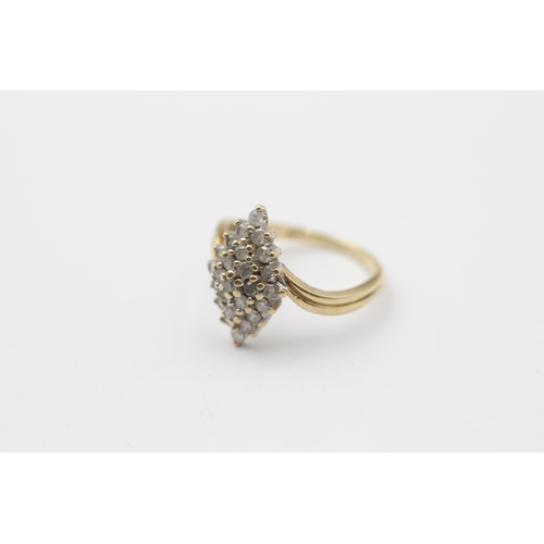 26 - 9ct Gold Diamond Cluster Ring (2.2g) Size  M