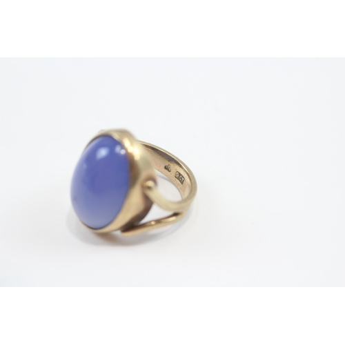 30 - 9ct Gold Vintage Blue Chalcedony Cocktail Ring (6.4g) Size  H