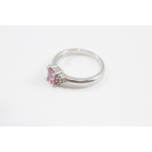 31 - 14ct White Gold Pink Sapphire & Diamond Cluster Dress Ring (3.5g) Size  N