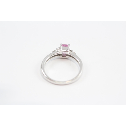 31 - 14ct White Gold Pink Sapphire & Diamond Cluster Dress Ring (3.5g) Size  N