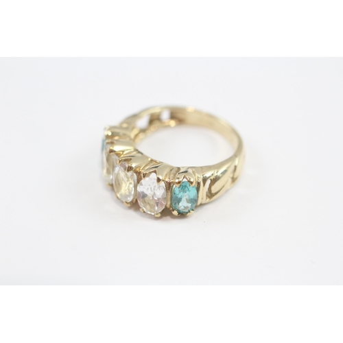 34 - 9ct Gold Goshenite & Blue Gemstone Five Stone Dress Ring (4.8g) Size  N
