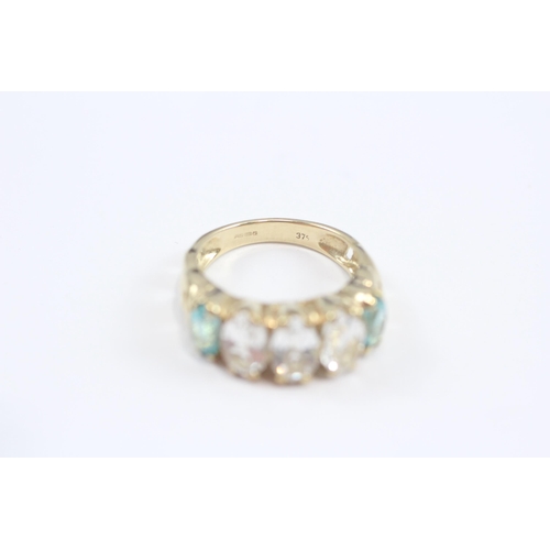 34 - 9ct Gold Goshenite & Blue Gemstone Five Stone Dress Ring (4.8g) Size  N