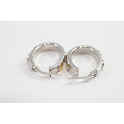 41 - 9ct White And Yellow Gold Hoop Earrings (2.4g)