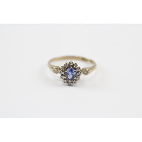 50 - 9ct Gold Sapphire & Diamond Dress Ring (1.8g) Size  M 1/2